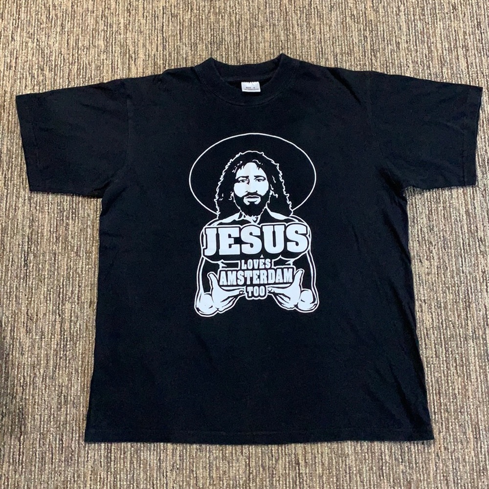 Vintage Jesus Loves Amsterdam Too T-Shirt Small